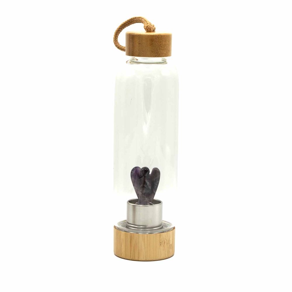 Copy of Crystal Infused Glass Water Bottle - Relaxing Amethyst - Angel