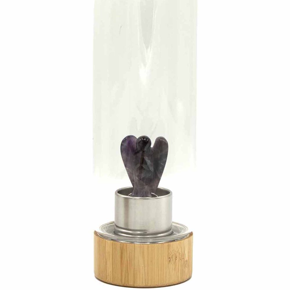 Copy of Crystal Infused Glass Water Bottle - Relaxing Amethyst - Angel